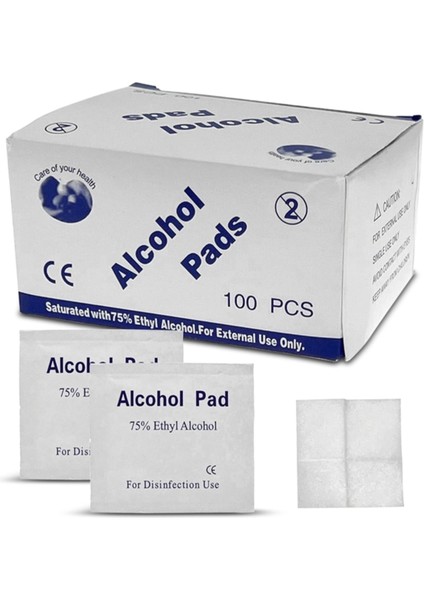 Ithal 100 Adet Alkollü %75 Ethyl Alcohol Günlük Genel Mendil Alkol Pedleri Çok Amaçlı Steril
