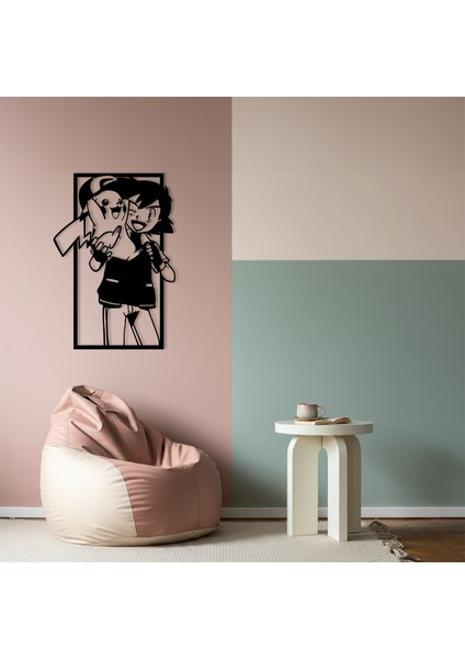 Pikachu ve Ash Temalı Ahşap Duvar Tablosu fiyatları