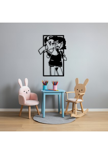 Pikachu ve Ash Temalı Ahşap Duvar Tablosu modelleri