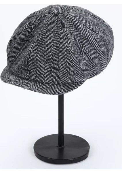 Ingiliz Kasket Dökümlü Standart Kışlık Yün Peaky Blinders Kasket Arkası Lastikli