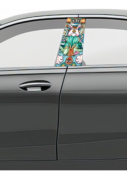 Araç Kapı Direk Kaplama Folyosu Desenli Sağ Sol Takım 2 Adet 22X50 cm