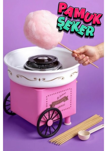 Evde Pamuk Şeker Yapma Makinesi 900W Sade Aromalı Retro Cotton Candy Maker