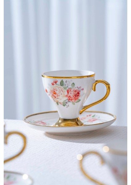 Linnea 6 Kişilik Porselen Kahve Fincan Takımı - 90 ml