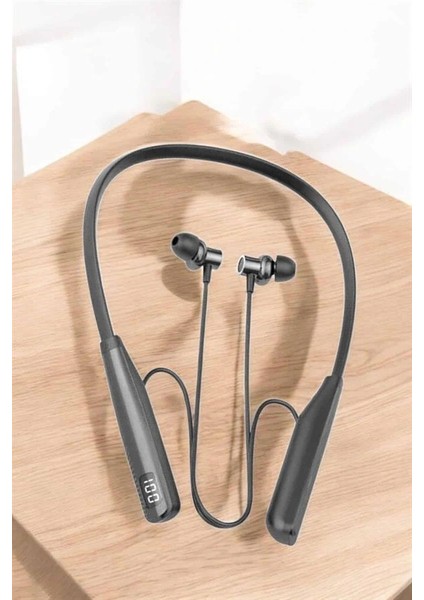 Boyun Askılı Bluetooth Kulaklık Uzun Şarj Süreli Dijital Göstergeli Kablolu