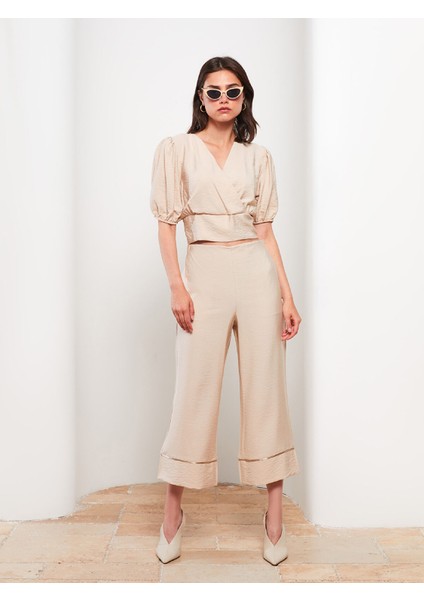Yeni Sezon Kadın Yüksek Bel Standart Fit Düz Kapri