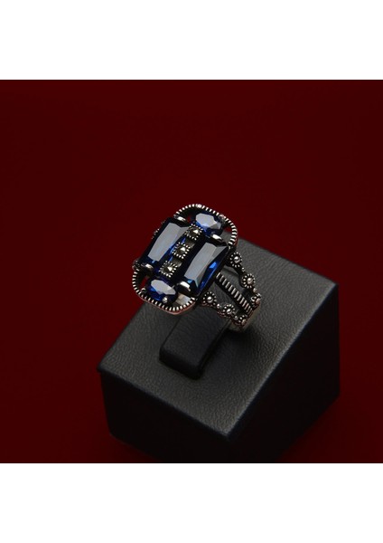 703B Safir Zirkon Gümüş Yüzük modelleri