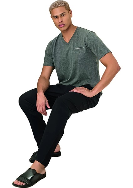 1514 Erkek Kısa Kol Uzun Alt Yazlık Pijama Takımı fiyatları