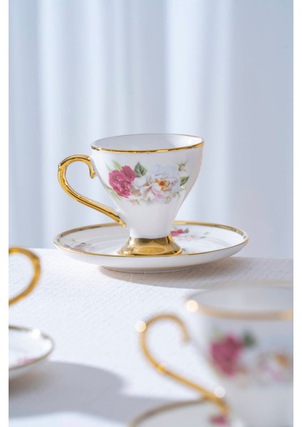 Cleome 6 Kişilik Porselen Kahve Fincan Takımı - 90 ml