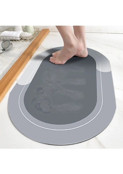 Vıvo 2 Adet Oval Sihirli Su Emici Banyo Paspası Kaymaz Tabanlı Abdest Paspası 38X58 cm V-60 modelleri