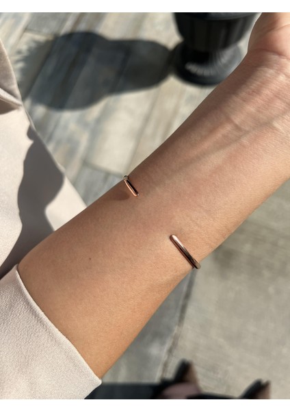 Gümüş Oval Kesim Rose Renkli Kelepçe fiyatları