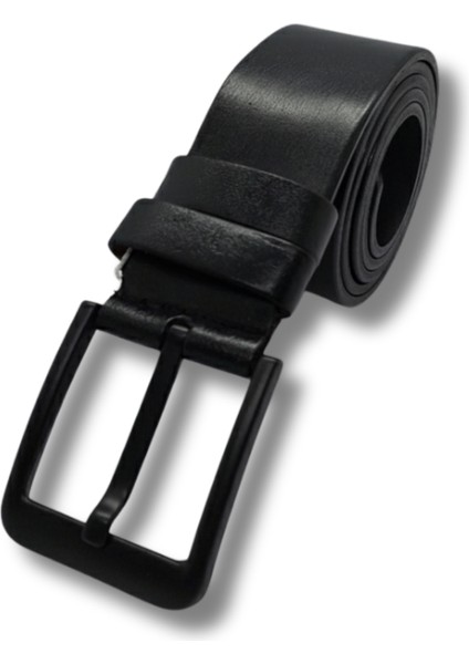 Hakiki Deri Premium Erkek Kemer, Siyah Manda Derisi, 4.5 cm Genişlik, Çelik Toka, Klasik Tasarım TARZ6ZBW5SH