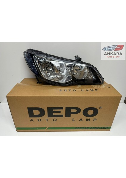 Honda Civic Fd6 2007-2009 Makyajsız Kasa Far Lambası Sağ Sedan (Xenonsuz Tip-Sağ Far-Depo Marka)
