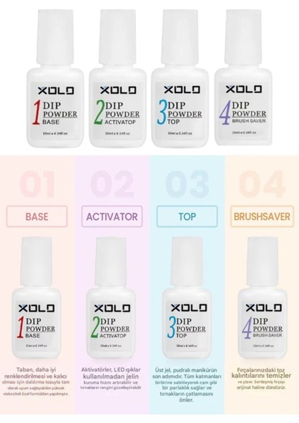 Tırnak Yapma Seti Dip Powder 4lü Set Base Activatop Top ve Brush Saver Set Jel Toz Builder