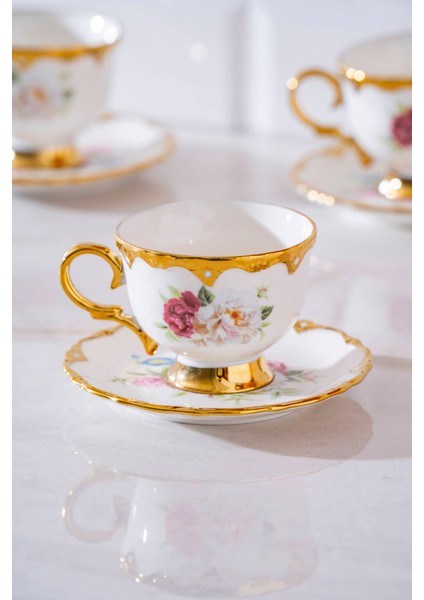 Stelara 6 Kişilik Porselen Kahve Fincan Takımı - 90 ml