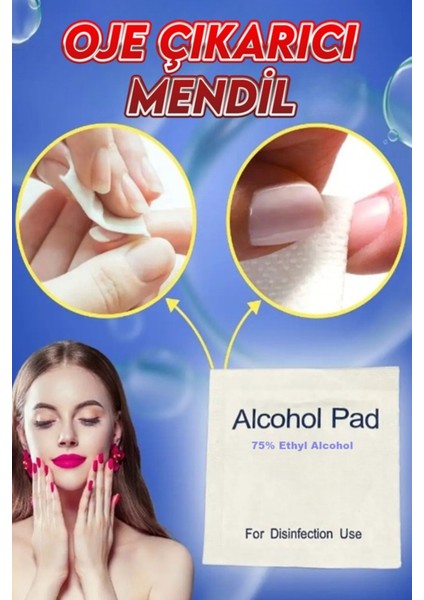Oje Çıkarıcı Mendil 100 Adet Normal Jel Akrilik Oje Çıkarıcı Ped Mendil