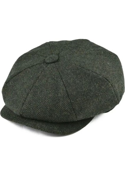 Ingiliz Kasket Dökümlü Standart Kışlık Yün Peaky Blinders Kasket Arkası Lastikli