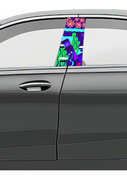 Araç Kapı Direk Kaplama Folyosu Desenli (Sağ Sol Takım) (2 Adet) - 22X50 cm