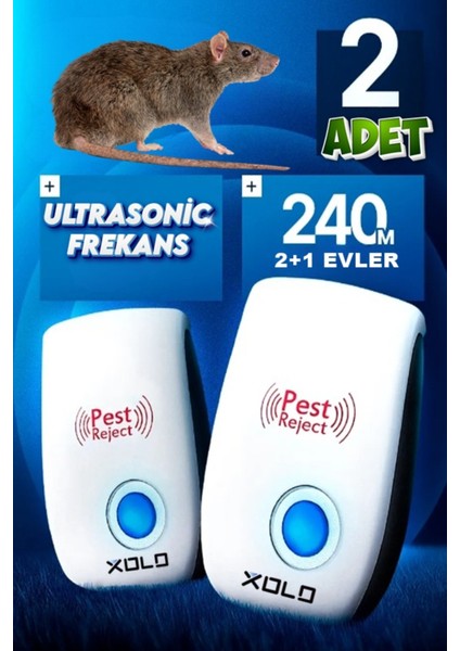 2 Adet XLF101 Ultrasonik Sessiz Fare Kakalak Hamamböceği Kovucu Yuva Engelleyen Kovucu