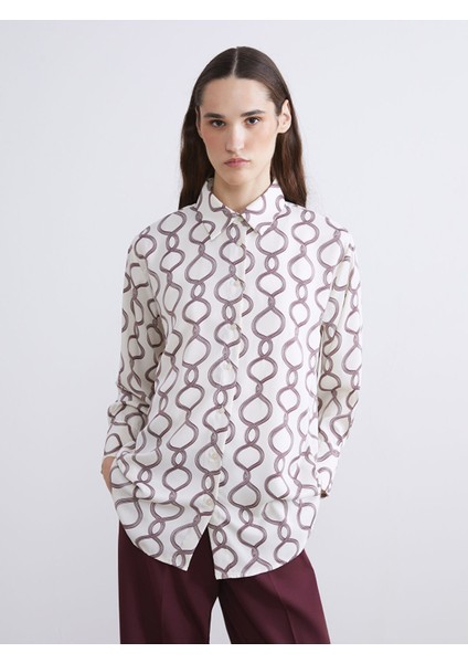 Yeni Sezon Desenli Saten Kadın Gömlek Tunik