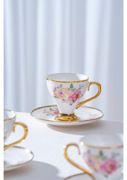 Yolanda 6 Kişilik Porselen Kahve Fincan Takımı - 90 ml
