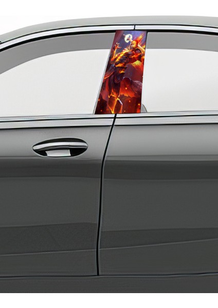 Araç Kapı Direk Kaplama Folyosu Desenli (Sağ Sol Takım) (2 Adet) - 22X50 cm