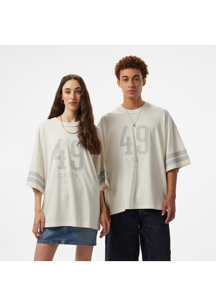 Hoss x Gant 49 Graphic Unisex Beyaz T-Shirt