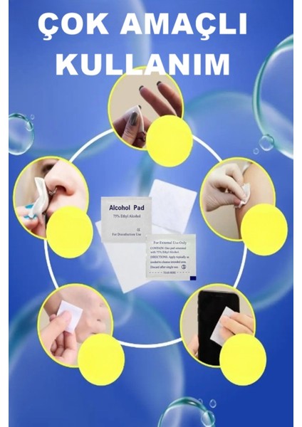 Ithal 20 Adet Alkollü %75 Ethyl Alcohol Günlük Genel Mendil Alkol Pedleri Çok Amaçlı Steril indirimleri