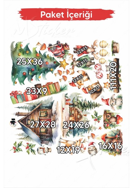 Yeni Nesil Çift Taraflı Baskılı Yılbaşı Cam Sticker Seti – Orman Dostları & Kış Masalı Temalı fırsatları