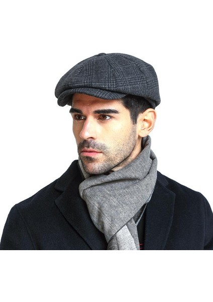 Ingiliz Kasket Dökümlü Standart Kışlık Yün Peaky Blinders Kasket Arkası Lastikli