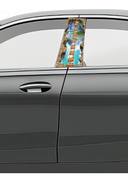 Araç Kapı Direk Kaplama Folyosu Desenli (Sağ Sol Takım) (2 Adet) - 22X50 cm