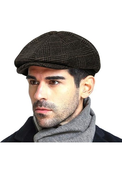 Ingiliz Kasket Dökümlü Standart Kışlık Yün Peaky Blinders Kasket Arkası Lastikli