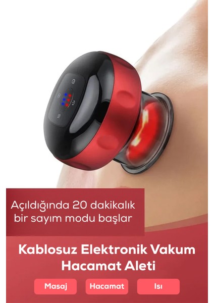 Elektronik Vakum Hacamat Aleti – Masaj, Isı Terapisi ve Hacamat- Kablosuz, Şarjlı, Akıllı Ekranlı fiyatları