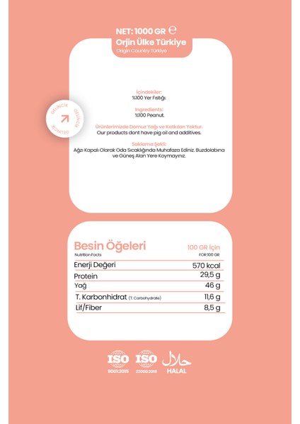 Fıstık Ezmesi Şekersiz Saf Doğal Katkısız Taze Çekim Glutensiz Doğal Fıstık Ezmesi 1 kg indirimleri
