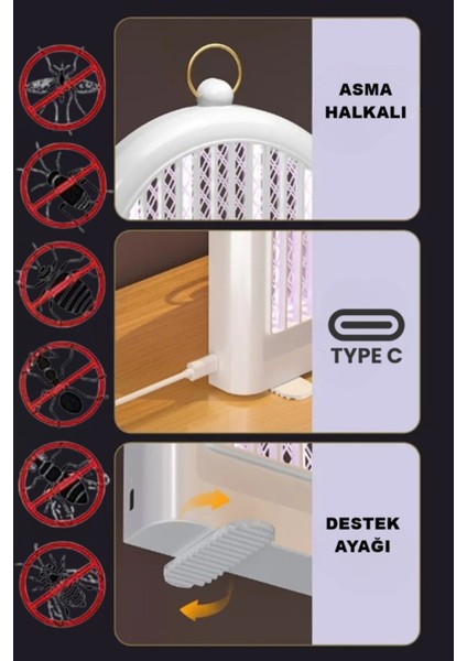 Pencere Tipi Kablosuz Şarjlı Oda Tipi Sinek Öldürücü Lamba 10W Asılabilir Veya Masaüstü modelleri