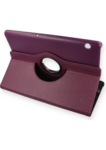 Huawei Mediapad T5 10 Kılıf 360 Tablet Deri Kılıf - Mürdüm