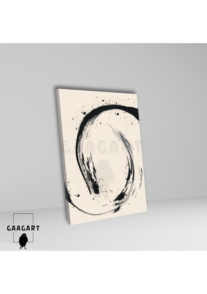 Tekli Dikey Kanvas Tablo Soyut Kremrengi Siyah Bohem Çizgiler fiyatları