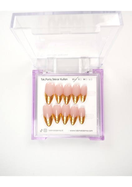 10'lu Ten Uzun Badem UBD1552 Tekrar Kullanılabilir El Yapımı Protez Takma Tırnak - Ten Rengi-S modelleri