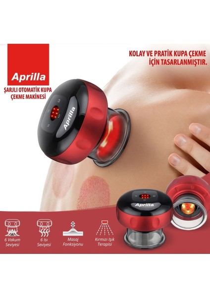 Şarjlı Kupa Çekme Kas Stimülatörü Hacamat Işık Tedavili Masaj Selülit ve Yağ Yakma