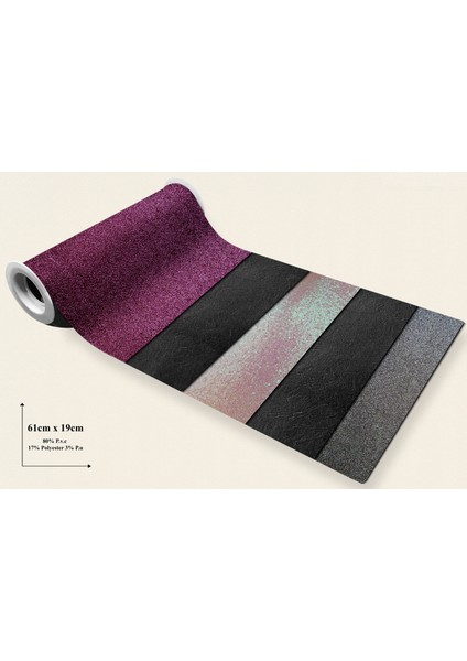 Simli Parça Suni Deri 19*60 cm Ebatlarında 5 Adet Farklı Renklerde Vegan Suni Deri