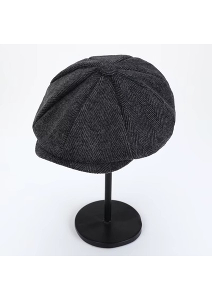 Ingiliz Kasket Dökümlü Standart Kışlık Yün Peaky Blinders Kasket Arkası Lastikli