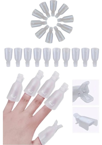 Kalıcı Oje Çıkarma Mandalı Korumalı 10 Adet Şeffaf