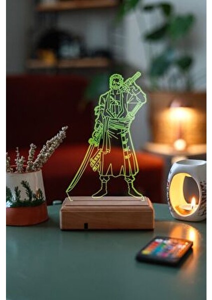 One Piece Rononoa Zoro 16 Renk Gece Lambası