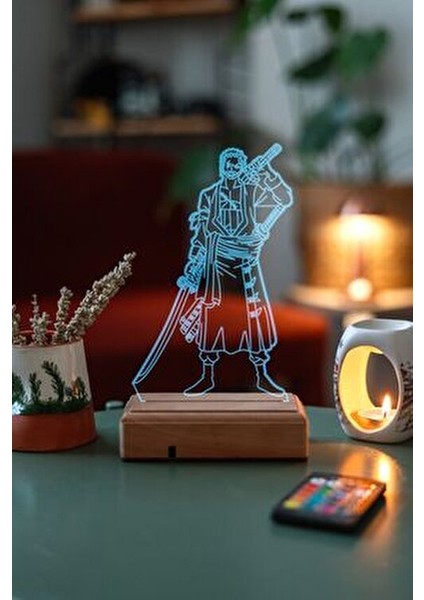 One Piece Rononoa Zoro 16 Renk Gece Lambası