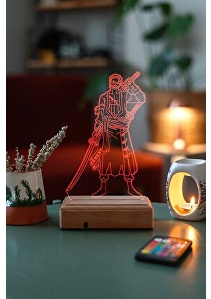 One Piece Rononoa Zoro 16 Renk Gece Lambası