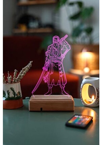One Piece Rononoa Zoro 16 Renk Gece Lambası