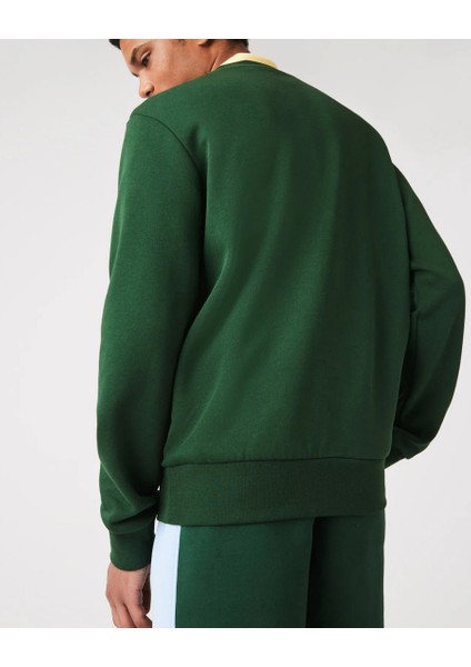 Erkek Yeşil Bisiklet Yaka Klasik Fit Sweatshirt fiyatları