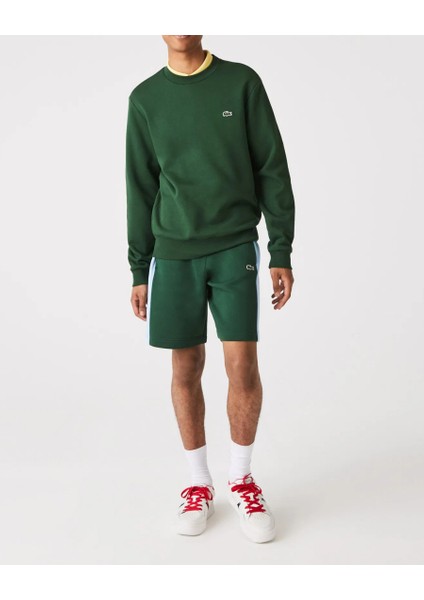 Erkek Yeşil Bisiklet Yaka Klasik Fit Sweatshirt fırsatları