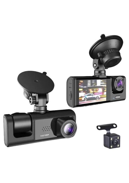 Full Hd Çözünürlüklü Üç Kameralı Araç Içi Kamera - Park ve Sürüş Güvenliği fırsatları