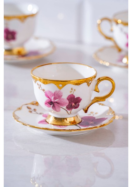 Saura 6 Kişilik Porselen Kahve Fincan Takımı - 90 ml