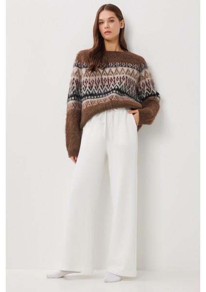 Çok Yumuşak Dokulu Selanik Eşofman Altı LUB0063 Kırık Beyaz